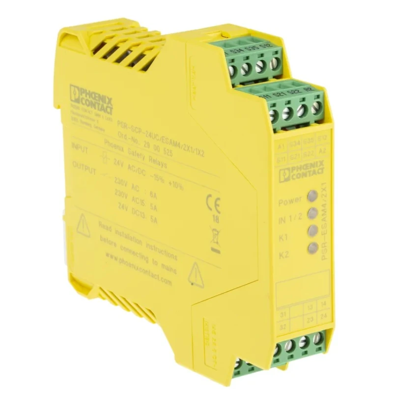 Phoenix Contact 24V ac/dc Safety Relay PSR-SCP-24UC/ESAM4/2X1/1X2 with 2 Safety Contacts and 1 Auxiliary Contact ESAM4