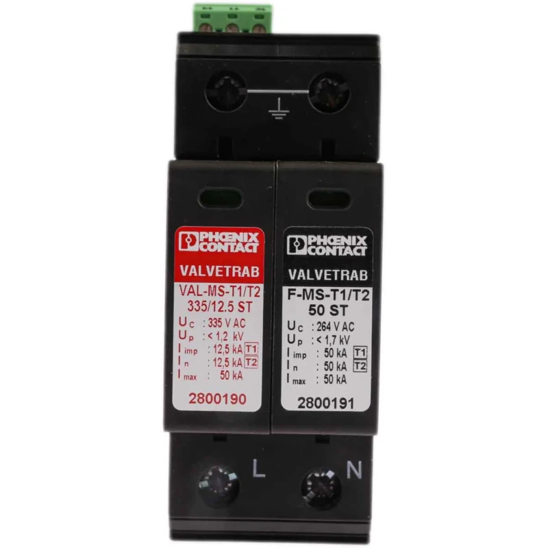 Phoenix Contact Single Phase Industrial Surge Protector, 50 kA, 250 V AC, DIN Rail Mount 2800186