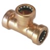 Pegler Yorkshire Copper Pipe Fitting Equal Tees, Non-demountable Push Fit, WRAS Approved 75556