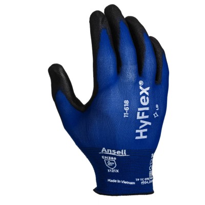Ansell HyFlex 11-618 Blue Nylon Work Gloves Size 8 Polyurethane Coating 11618080