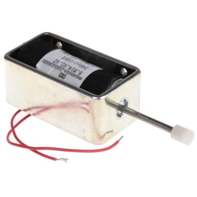 Mecalectro Linear Solenoid 24V Push Pull Action 12mm Stroke 8N Magnetic Force 57.7mm Length 32mm 8.M14 02 62 24 VCC 100%