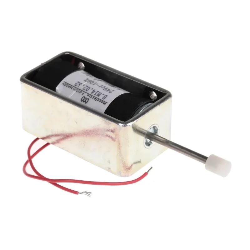 Mecalectro Linear Solenoid 24V Push Pull Action 12mm Stroke 8N Magnetic Force 57.7mm Length 32mm 8.M14 02 62 24 VCC 100%