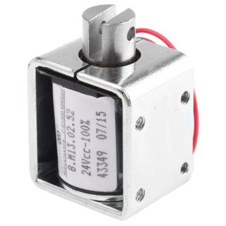 Mecalectro Single-Acting Push Pull Linear Solenoid 24V 6.5W 9mm Stroke 35.3x31.8x25.4mm 8.M13 02 52 24 VCC 100%