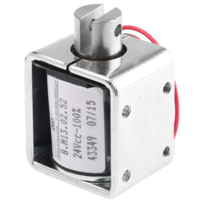 Mecalectro Single-Acting Push Pull Linear Solenoid 24V 6.5W 9mm Stroke 35.3x31.8x25.4mm 8.M13 02 52 24 VCC 100%