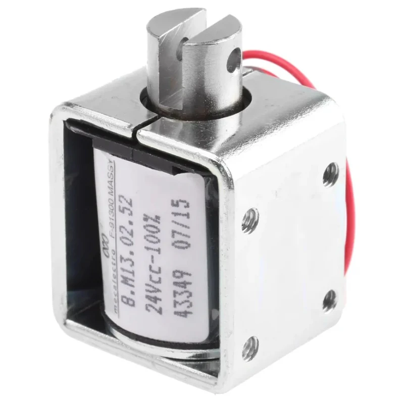 Mecalectro Single-Acting Push Pull Linear Solenoid 24V 6.5W 9mm Stroke 35.3x31.8x25.4mm 8.M13 02 52 24 VCC 100%