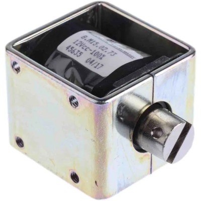 Mecalectro Linear Solenoid 12V Pull Action 15N Magnetic Force 15W Continuous 50.8mm Length 49mm 8.M15 02 73 12 VCC 100%