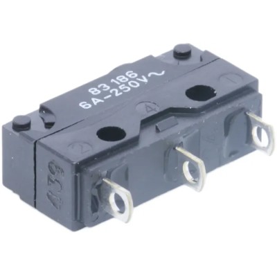 Crouzet Button Micro Switch, Solder Terminal, 6A Current, 250 V AC, 4 V DC, SPDT Contact Configuration, IP67 83186001