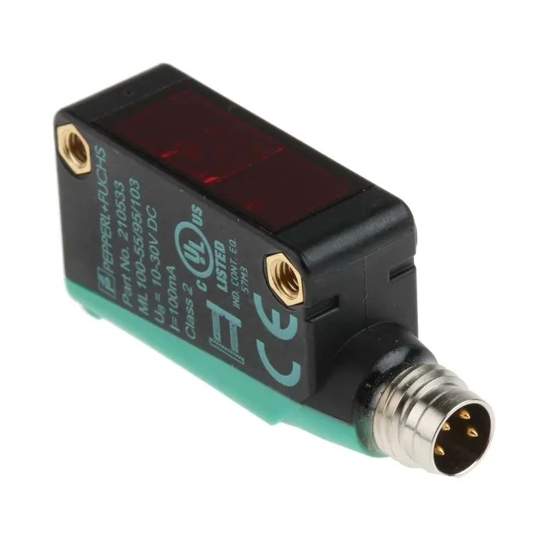 Pepperl + Fuchs Retroreflective Photoelectric Sensor, Block Sensor, 5 m Detection Range, PNP Output, IP67 ML100-55/95/103