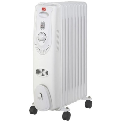 RS PRO Oil Filled Radiator Thermostat 2 kW Floor Mount 220-240V Type C Plug 712-6086