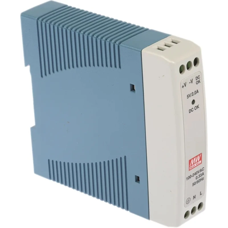 MEAN WELL MDR Series Switched Mode DIN Rail Power Supply 264V AC Input 5V DC, 2 A Output, 10 W MDR-10-5