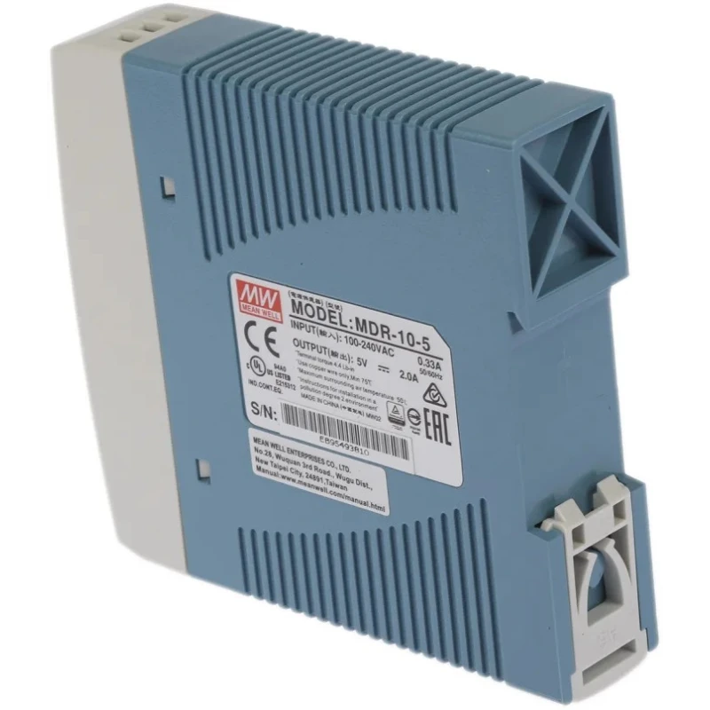 MEAN WELL MDR Series Switched Mode DIN Rail Power Supply 264V AC Input 5V DC, 2 A Output, 10 W MDR-10-5