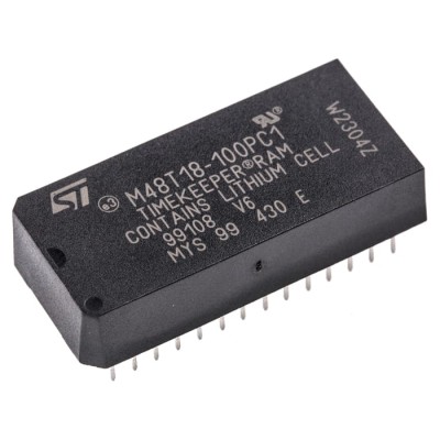 STMicroelectronics Real Time Clock with 8.19 kB SRAM 28-Pin PCDIP Through Hole 4.5-5.5V M48T18-100PC1