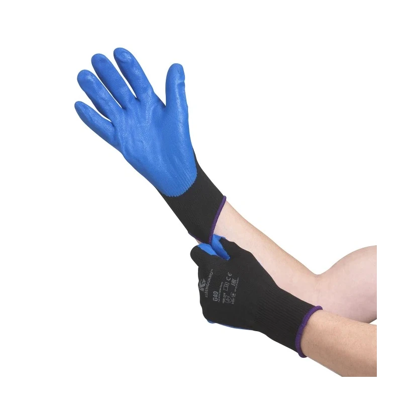 Kimberly Clark G40 Blue Nylon Work Gloves, Size 9, Nitrile Foam Coating 40227