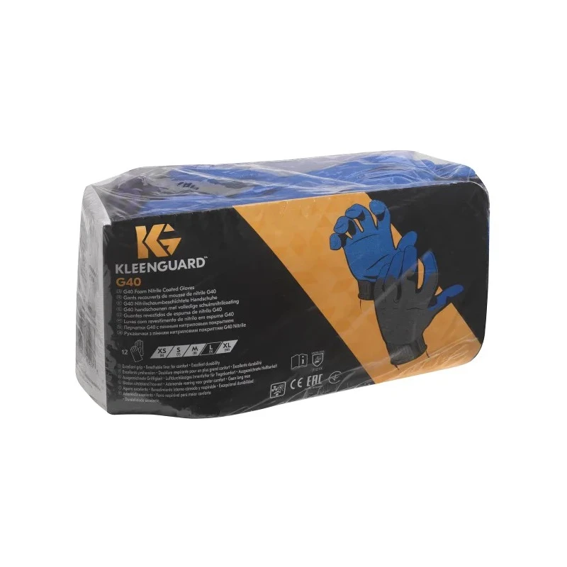 Kimberly Clark G40 Blue Nylon Work Gloves, Size 9, Nitrile Foam Coating 40227