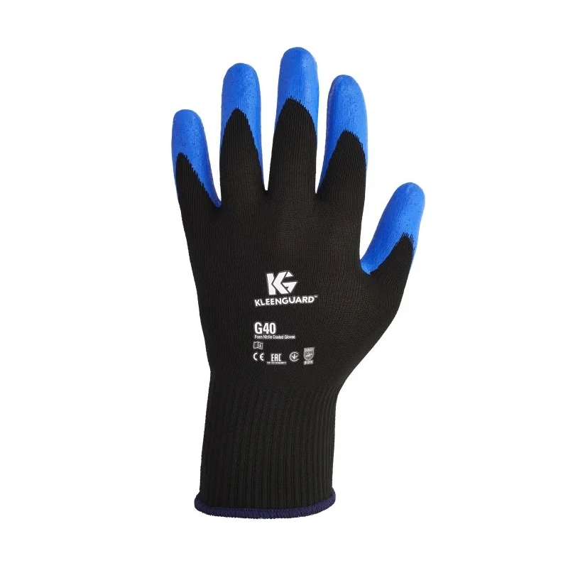Kimberly Clark G40 Blue Nylon Work Gloves, Size 9, Nitrile Foam Coating 40227