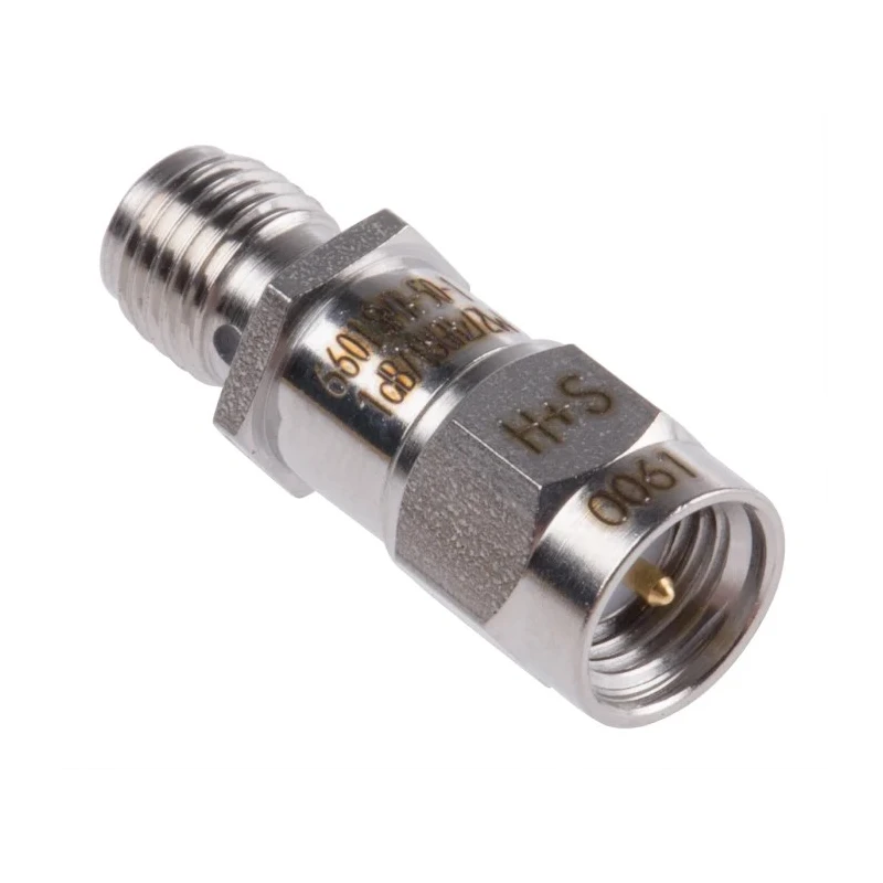Huber+Suhner RF Attenuator SMA Plug to Socket 50Ω 18GHz Gold Plated 6601_SMA-50-1/199_NE