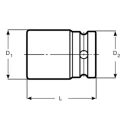 Bahco 32 mm Hexagon Drive Impact Socket, 19.05 mm Drive, 100mm Length K8906M-32