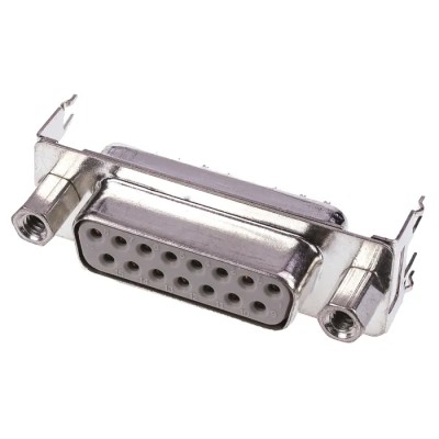TE Connectivity AMPLIMITE HD-20 15 Way Straight 2.74 mm Pitch Through Hole D-Sub Connector Female 7-1393740-1