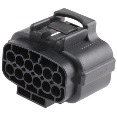 TE Connectivity Econoseal J 070 Mk II Automotive Connector Male 12 Way Black Cable Crimp Termination 2822638-1