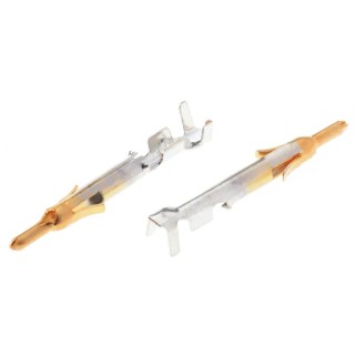 TE Connectivity Mini-Universal MATE-N-LOK Series Male Crimp Terminal, Gold Plated Brass, 26 AWG Min to 22 AWG 1-770985-0