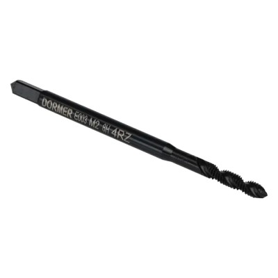 Dormer Metric Standard Spiral Flute Machine Threading Tap M2 Thread, 0.4mm Pitch, 41mm Length E003M2