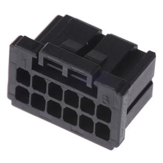 TE Connectivity Dynamic 1000 Series Female Connector Housing, 2.5 mm Pitch, 12 Way, 2 Row Straight 1-1827864-6