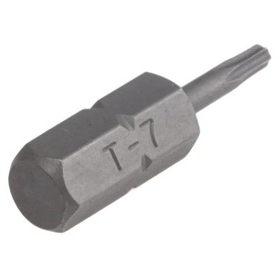 RS PRO Screwdriver Bit 6.35 mm Hex Drive T7 Size, Chrome Vanadium Steel, 25 mm Overall Length 619-682