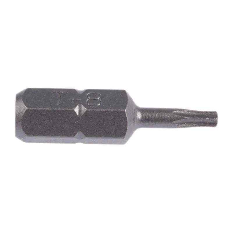 RS PRO Screwdriver Bit, 6.35 mm Hex Drive, T8 Size, 25 mm Overall Length, Chrome Vanadium Steel, 1-Piece 619-698