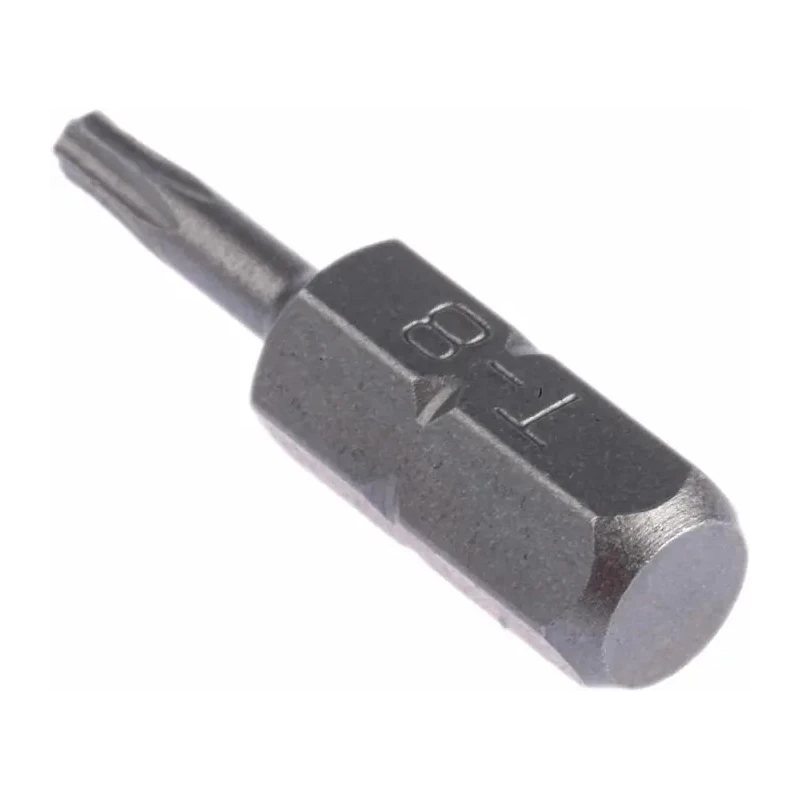 RS PRO Screwdriver Bit, 6.35 mm Hex Drive, T8 Size, 25 mm Overall Length, Chrome Vanadium Steel, 1-Piece 619-698