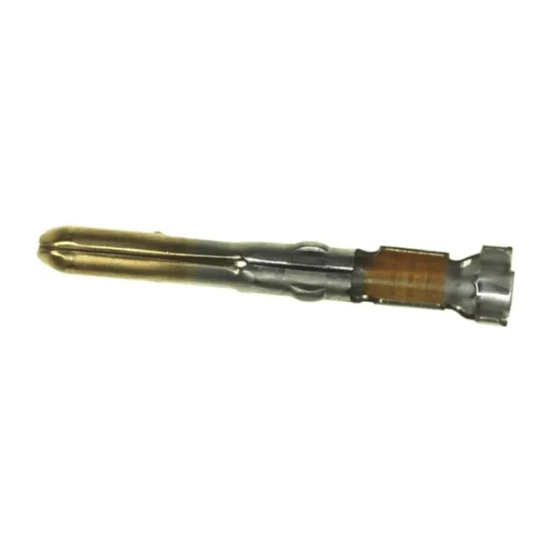 TE Connectivity Commercial MATE-N-LOK Series Male Crimp Terminal, 24 AWG Min Crimp, 18 AWG Max, Gold Plated Brass 60618-5