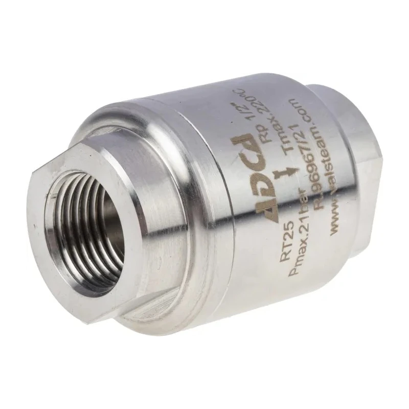 RS PRO Stainless Steel Threaded Single Non Return Valve 1/2 in BSP, 25 bar, 220°C Operating Temperature 720-9279