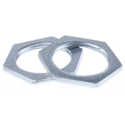 RS PRO Silver Steel Cable Gland Locknut M25 Thread 1.5mm Pitch Steel 35mm Across Flats 621-124