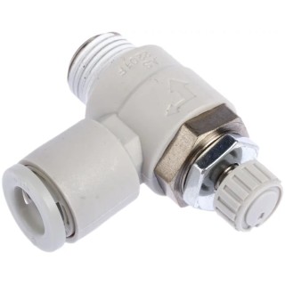 SMC AS Series Speed Controller Pneumatic Flow Regulator Stainless Steel, Fluoroelastomer, Brass, Nylon, 1 Mpa AS2201F-01-06S