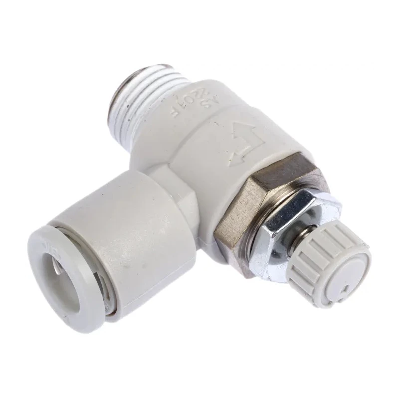 SMC AS Series Speed Controller Pneumatic Flow Regulator Stainless Steel, Fluoroelastomer, Brass, Nylon, 1 Mpa AS2201F-01-06S
