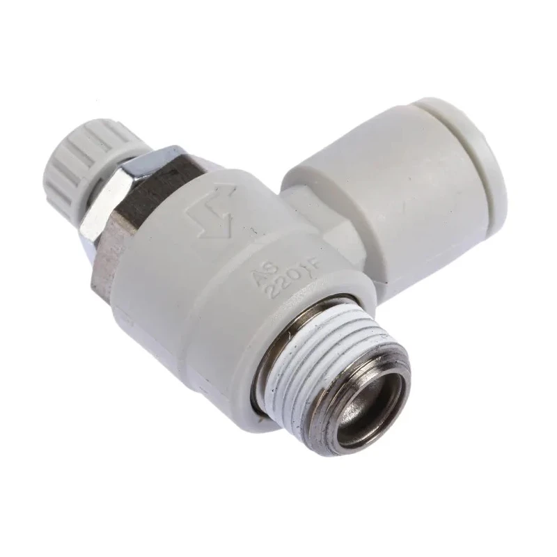 SMC AS Series Speed Controller Pneumatic Flow Regulator Stainless Steel, Fluoroelastomer, Brass, Nylon, 1 Mpa AS2201F-01-06S