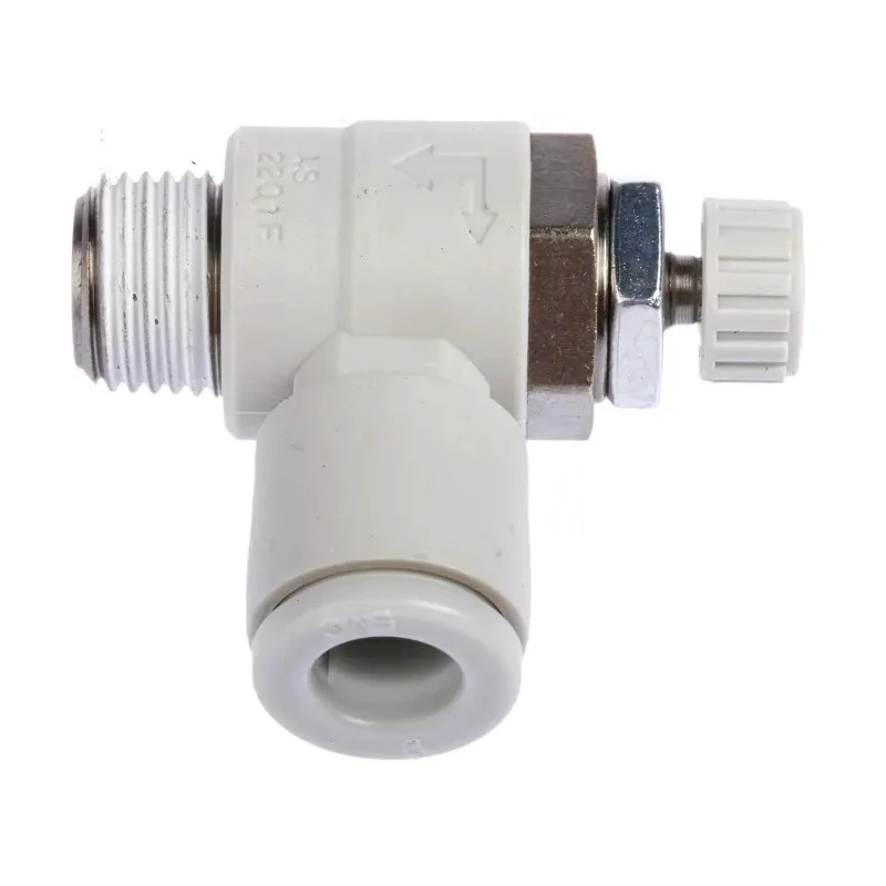 SMC AS Series Speed Controller Pneumatic Flow Regulator Stainless Steel, Fluoroelastomer, Brass, Nylon, 1 Mpa AS2201F-01-06S