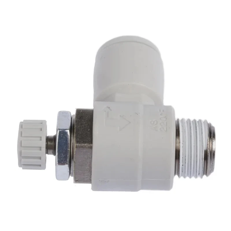 SMC AS Series Speed Controller Pneumatic Flow Regulator Stainless Steel, Fluoroelastomer, Brass, Nylon, 1 Mpa AS2201F-01-06S