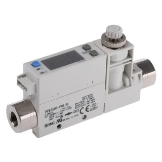 SMC PFM750 Series Compact Flow Switch, 50 L/min, PNP Output, 0.125 in Pipe Diameter, 24V DC 