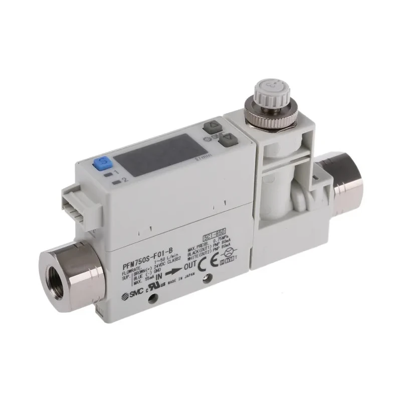 SMC PFM750 Series Compact Flow Switch, 50 L/min, PNP Output, 0.125 in Pipe Diameter, 24V DC 