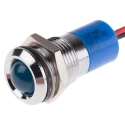 RS PRO Blue Panel Mount Indicator 220V AC 3mA Lead Wire Termination IP67 Silver Bezel 14mm Mount 722-7489