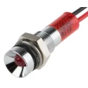 RS PRO Red Panel Mount Indicator 24V dc 20mA Lead Wire Termination IP67 Recessed Silver Bezel 722-7763