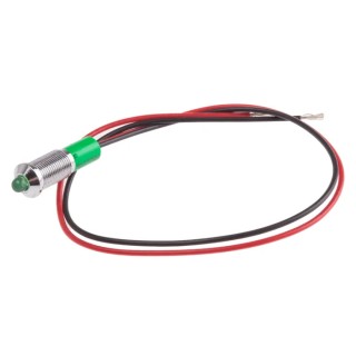 RS PRO Green Panel Mount Indicator 12V dc 20mA Lead Wire Termination IP67 Prominent Bezel 722-7788