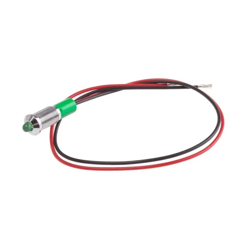 RS PRO Green Panel Mount Indicator 12V dc 20mA Lead Wire Termination IP67 Prominent Bezel 722-7788