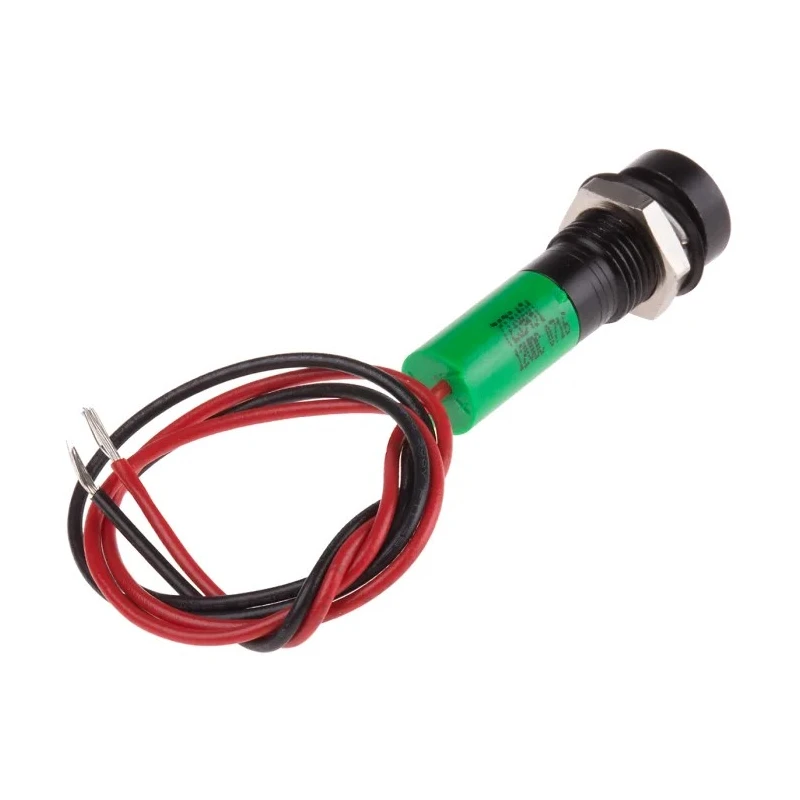 RS PRO Green Panel Mount Indicator 12V DC 20mA Lead Wire Termination IP67 Recessed 723-9491