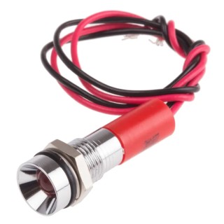 RS PRO Red Panel Mount Indicator 220V AC 3mA Lead Wire Termination IP67 Recessed 723-9589
