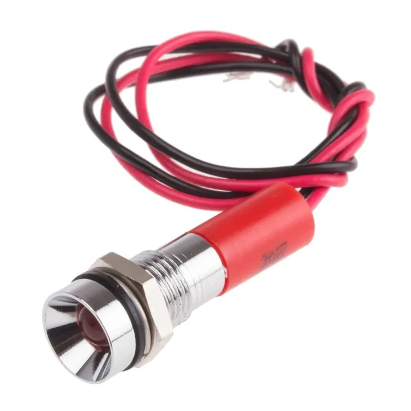 RS PRO Red Panel Mount Indicator 220V AC 3mA Lead Wire Termination IP67 Recessed 723-9589