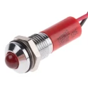 RS PRO Red Panel Mount Indicator, 220V AC, 3mA Current, Lead Wire Termination, IP67 Rating, Prominent Silver Bezel 723-9612