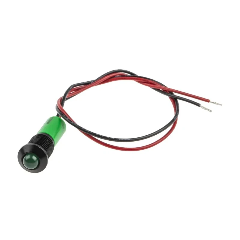 RS PRO Green Panel Mount Indicator 220V AC 3mA Lead Wire Termination IP67 Prominent Bezel 723-9684