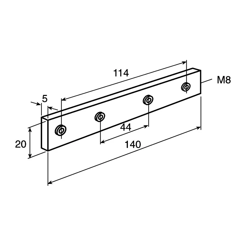 FlexLink M5 Connecting Strip Steel Fixing and Connection Element Strut Profile 22 mm Groove Size 5.5 mm Length 3m XDFC 9X40