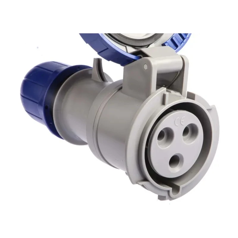 Scame Industrial Power Connector 2P+PE 32A 230V IP66 IP67 Blue Cable Mount Optima 318.3243